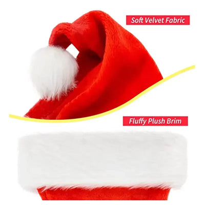 Rotgoldene Seidensamt-Rand-Weihnachtsmütze für Erwachsene und Kinder, Schneemann, Elch, Weihnachtsmann, Hutdekoration, Neu, 2024