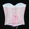 Sexy Women Pink Overbust Corset Crop Top Sweet Lace Patchwork Slim Fit Strapless Bustier Chic Party Summer Clothes Streetwear