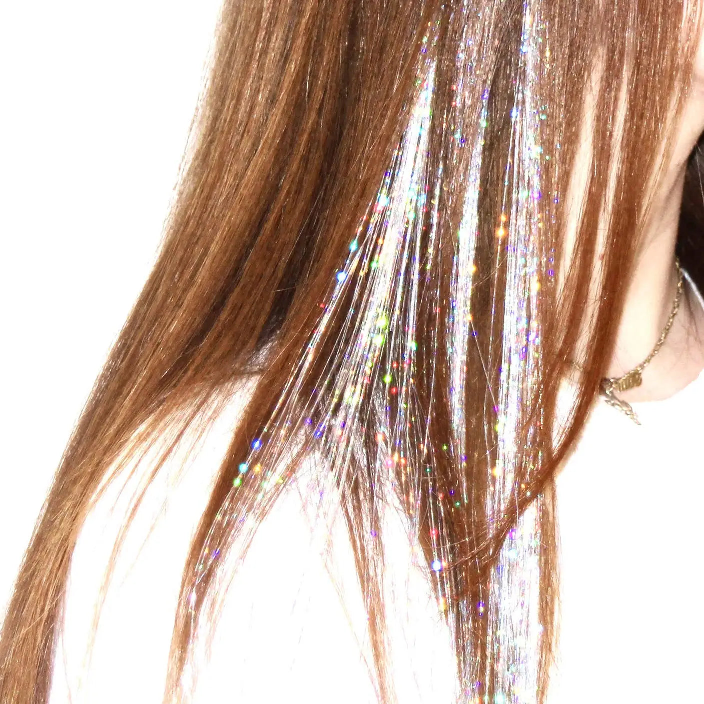 Shiny Sparkle Hair Tinsel 150PC/120cm Thin Colorful Rainbow Silk Hair Extensions Dazzles Women Hippie for Braiding Headdress