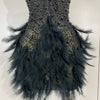Women Luxury Rhinestones Pearls Feathers Halter Backless Short Dress Women Sexy Celebrate Birthday Dress Nightclub Stage Costume