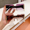 2023 Fashion New Women Oversized Rimless Sun Glasses Vintage Gradient Tea Cool Sunglasses Ladies Uitravioler-proof