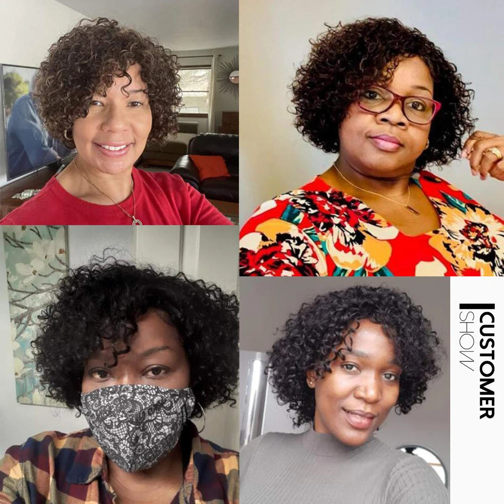 Lockiges Echthaar-Bundles mit Closure, kurzes indisches Echthaar-Bundles mit kreisförmigem Closure