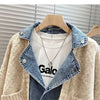 2023 New Autumn Winter Women Splicing Denim Jacket Women Long Sleeve Jean Jackets Female Loose Sweater Cardigan Jacket