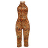 Blumendruck Sommer Caprihosen Jumpsuits Damen Sexy Ärmellose Schnürung Neckholder Rückenfrei Geraffte Peach Hips Slim Rompers