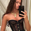 Spicy Girl Sexy Tight Corset Lace Hollow Sleeveless Strapless Top 2025 Summer Fashion Women Street Trendy Vest