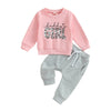 Casual New Baby Boys Long Sleeve Outfits Clothes Fashion Letter Print Sweatshirt Tops Elastic Pants Suit for Baby Fall Clothing