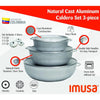 Colombian Cast Aluminum Caldero Set with Lid Rice Beans Meat Stews 3-Piece Traditional Design Seasoned Finish Oven Safe Variety