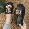 Women's Diamond Grid Luxury Decor Flat Sandals Charm Design Open-toe Vacation Casual Slides Party Elegant Office-Ladies Shoes