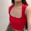 Deep Square Collar Vests 2025 Summer New Fashion Sexy Women's Crop Tops Sling Vest Camis