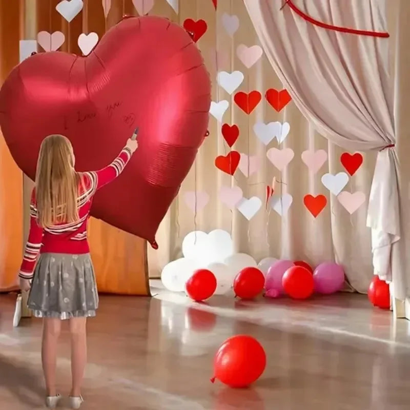 3/1PC 63 Zoll Extra Große Liebesballons Aluminiumfolie Rot Herzförmige Ballons Geburtstag Valentinstag Hochzeitsfeier Dekoration