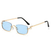 Halbrahmen Eckige Sonnenbrille für Damen Luxusmarke Kleine Metall Retro Rechteckige Schwarze Sonnenbrille Damen Mode Brille