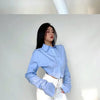 Zadily 2025 Summer Korean Style Long Sleeve White Shirt Women Sexy Button Ladies Crop Tops Blouse Street New In Female Clothing