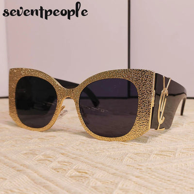 Übergroße runde Cat-Eye Sonnenbrille Damen 2024 Luxusmarken Designer Vintage Winddichte große Rahmen Sonnenbrille für Damen Brillen