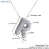 MHS.SUN Hochwertige Bubble Initialenkette Buchstabe A-Z Silberfarbene Zirkon 26 Initialen Ballon Anhänger für Damen Herren Schmuck