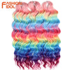 FASHION IDOL 24-Zoll Häkelhaar Synthetische Wasserwelle Flechthaarverlängerungen Ombré Regenbogenfarbe Kunsthaar Deep Wave Lockenhaar