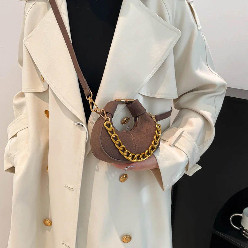 LEFTSIDE Mini PU Leather Saddle Shoulder Bag for Women 2024 Winter New Trend Y2K Handbags and Purses Females Crossbody Bags