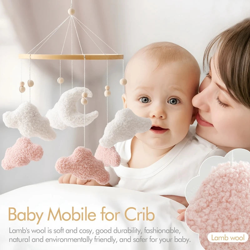 Baby-Kinderbett-Mobile-Rassel-Spielzeug 0-12 Monate Säugling Weicher Filz Teddy Samt Rosa Bär Bettglocke Hängendes Spielzeug Halterung Babybett Mädchen Spielzeug