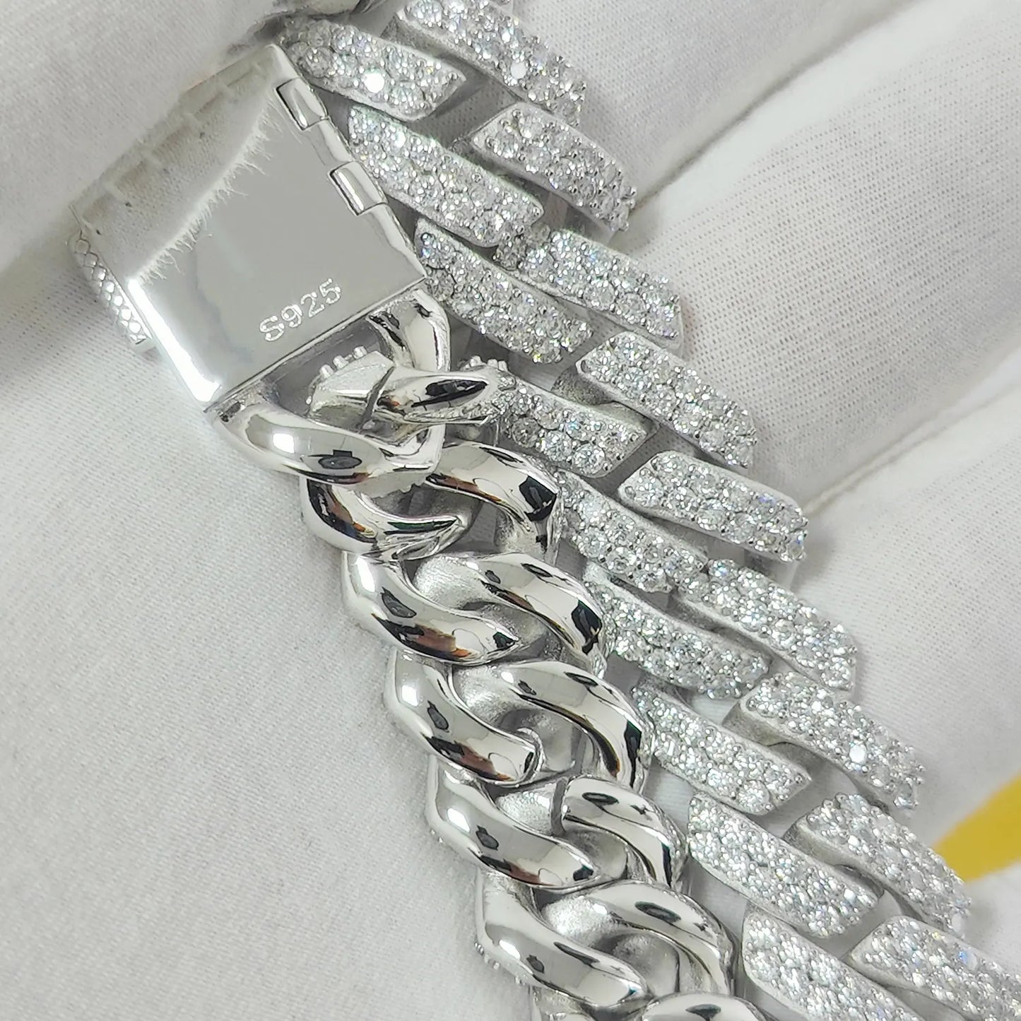 Pass Diamond Test Hip Hop Jewelry VVS1 Stone Shiny 2row 3row Men Women 925 Sterling Silver Necklace Moissanite Cuban Link Chain