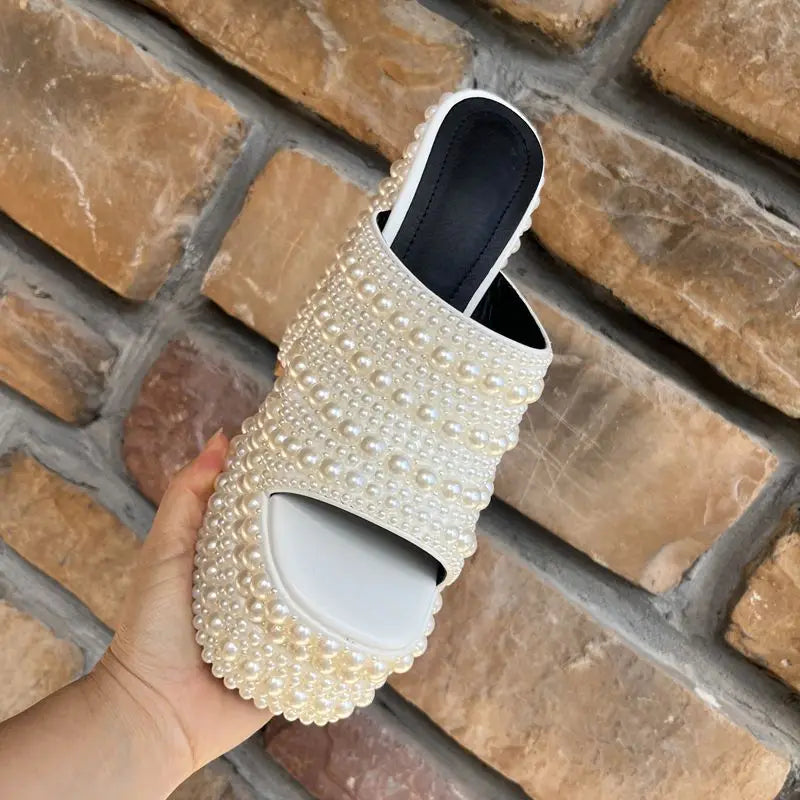 Luxuriöse handgefertigte Plateau-Keilsandalen mit Vollstrassteinen für Damen, modische Sommer-High-Heels, Pantoletten, klobige Schuhe
