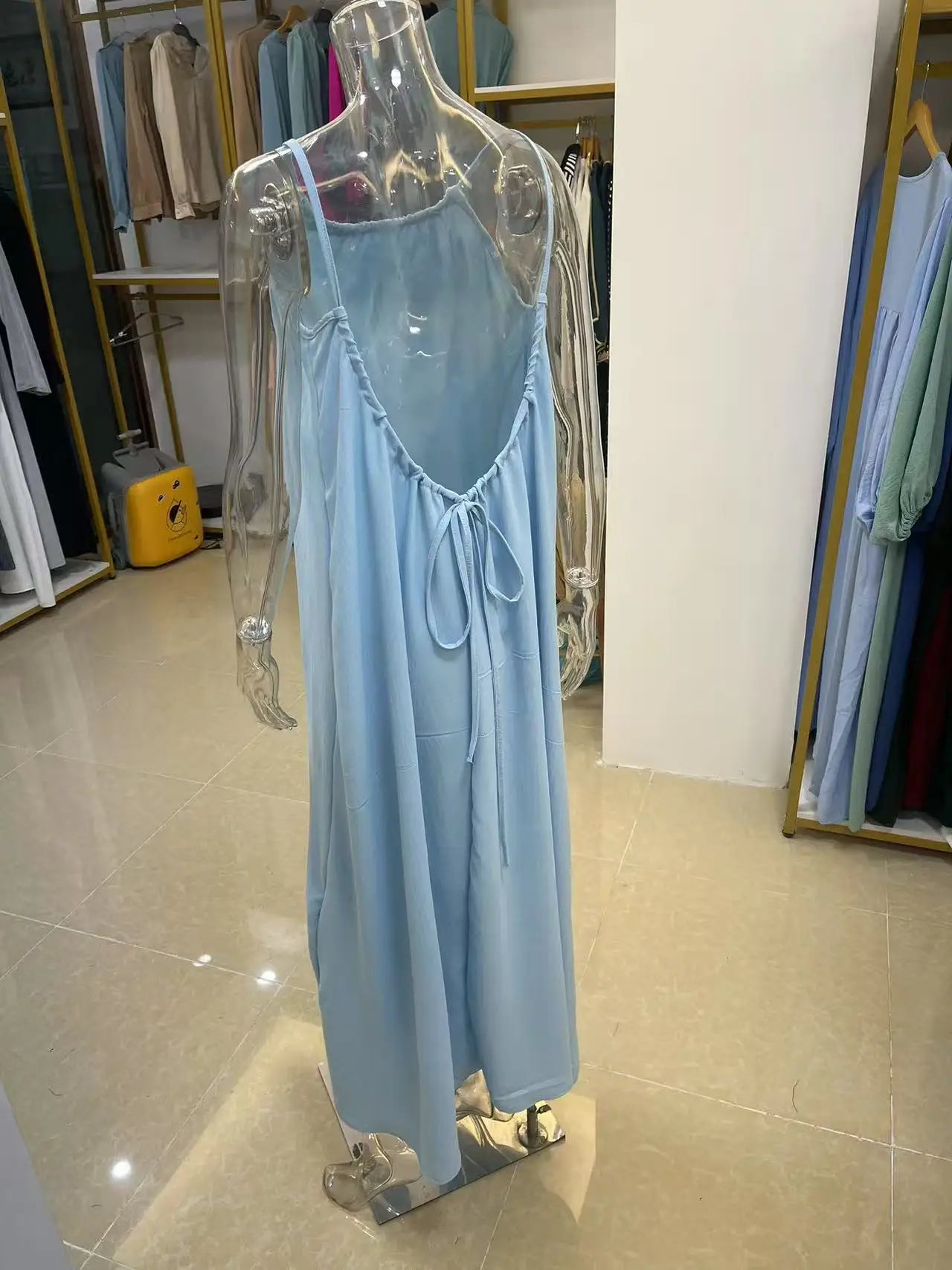 New Arrival Women's Strapless Backless Long Loose Home Dress Comfortable Sleepwear Casual Maxi Dress