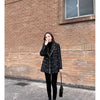 Tweed-Karo Anzugjacke Damen Oberbekleidung Lockerer Mittellanger Zweireihiger Freizeit-Wollblazer Top 2024 Frühling Herbst Neuer Schicker Anzug