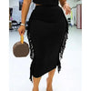 Women's Letter Print Crop Top and High Waist Long Skirt Set, Summer Workwear, Casual Tassel, Female Party Dress Sets, New, 2Pcs