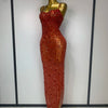 Luxury Rhinestones Sexy Mesh See Through Bodycon Dress Women Birthday Evening Cocktail party Gown Red Carpet Club Stage Outfit