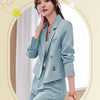 Solid Suits for Women 2024 Spring Fashion Office Ladies Long Sleeve Double Breasted Short Tops Chic Slim High Waisted Pant Suits