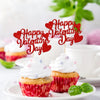 YOMDID 24tlg. Happy Valentines Day Cupcake Toppers Glitzer Rot Dekorationen Valentinstag Cupcake Spieße Geschenk zum Valentinstag