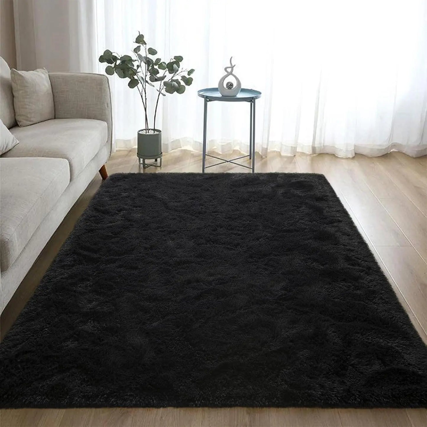 Flauschiger Teppich für das Schlafzimmer, zottelige, flauschige Teppiche für das Schlafzimmer, dicke schwarze Teppiche für das Wohnzimmer, Teppiche für Mädchen und Jungen