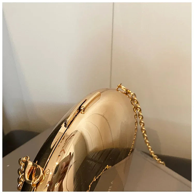 Designer-Clutch in Acryl-Muschelform Gold Silber Damen Abendtasche Süße Glänzende Metall Schulter-Umhängetaschen Kleine Geldbörse