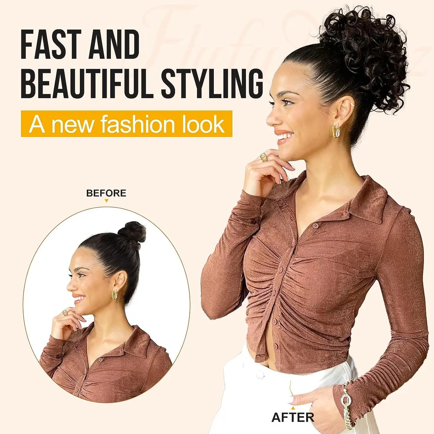 Synthetic Afro Puff Drawstring Ponytail Hair Bun 10 Inch Short Afro Kinkys Curly Afro Bun Extension Hairpieces Large Size
