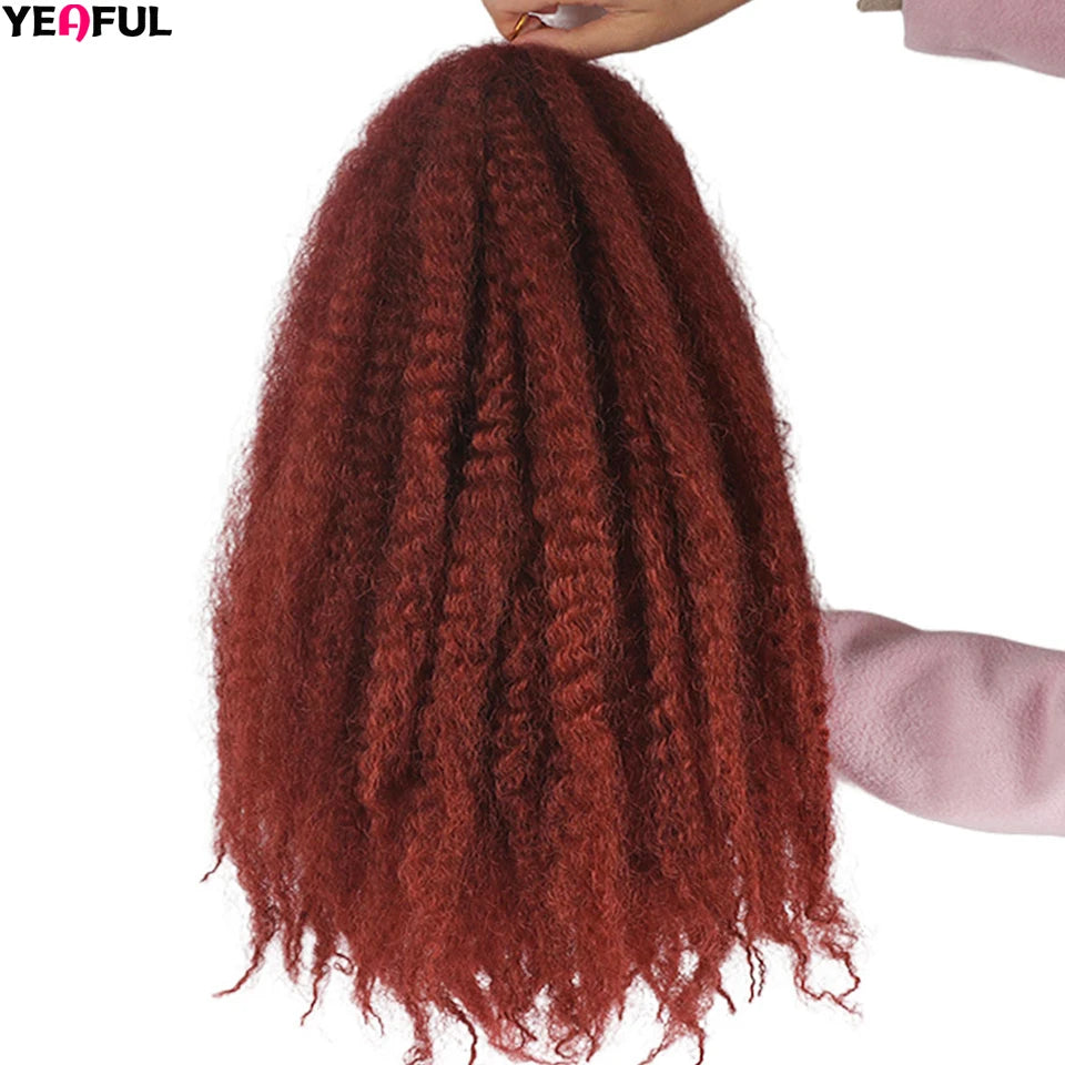 Yeaful 18 Inch Synthetic Marley Twist Braiding Hair Red Black Brown Ginger Bug Blonde #4 Pre Looped Marley Twists Crochet Hair