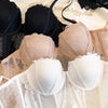 French Ladies Transparent Mesh Corset Sexy Shaper Thin Bra Set Night Club Sweet Cropped Top Girls Hot Bra and Panties Bralette