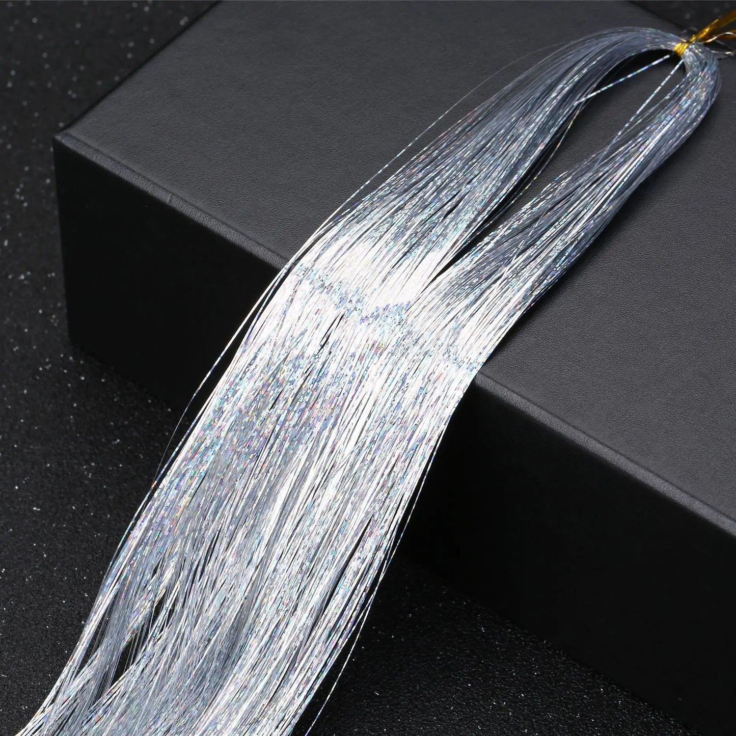 Shiny Sparkle Hair Tinsel 150PC/120cm Thin Colorful Rainbow Silk Hair Extensions Dazzles Women Hippie for Braiding Headdress
