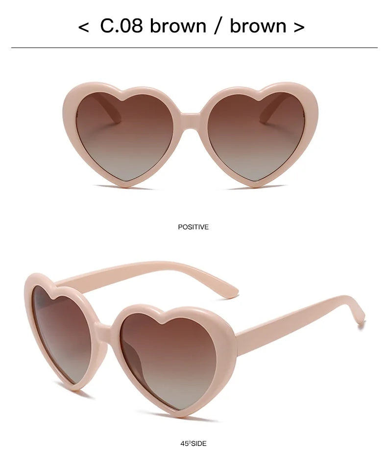 Neue herzförmige polarisierte Sonnenbrille für Damen, modisch, süß, Retro, Vintage, Verlaufs-Sonnenbrille, UV400-Schutz, Unisex-Brille