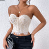 Women Floral Lace Off The Shoulder Crop Tube Top Sexy Strapless Sleeveless Bandeau Tops Y2K Going Out Night Club Party Crop Tops