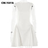 CM.YAYA Summer Women Sleeveless Elegant O-Neck Ruched A-Line Dress 2025 Beach Holiday Backless Night Club Party Dresses Vestidos