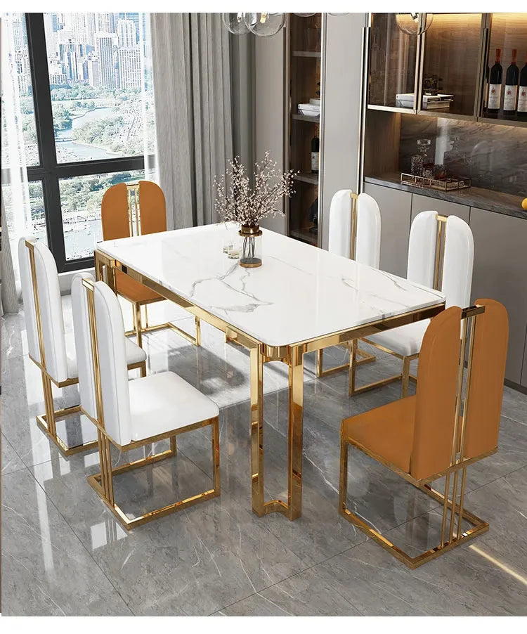 Einzigartige Luxus-Esstischstühle mit modernen Metallbeinen, rechteckiger Esstisch im platzsparenden nordischen Design, Mesa De Comedor Möbel