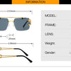 KAMMPT Vintage Rimless Sunglasses Men Women Fashion Oversized Square Shades Eyewear New Double Bridge Gradient UV400 Sun Glasses