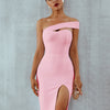 Seamyla 2023 Bandage Dress Sexy White Black Red One Shoulder Bodycon Summer Sleeveless Dress For Women New Celebrity Party Dress