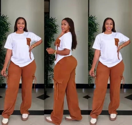 2 Piece Women Set Dashiki African Clothes Summer Autumn New Fashion Short Sleeve Top And Pants Suit Party Lady Matching Sets