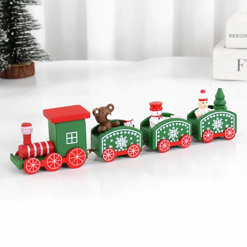 Weihnachten Holzeisenbahn Frohe Weihnachten Dekorationen für Zuhause 2024 Weihnachtsbaumschmuck Navidad Noel Kindergeschenk Frohes Neues Jahr 2025