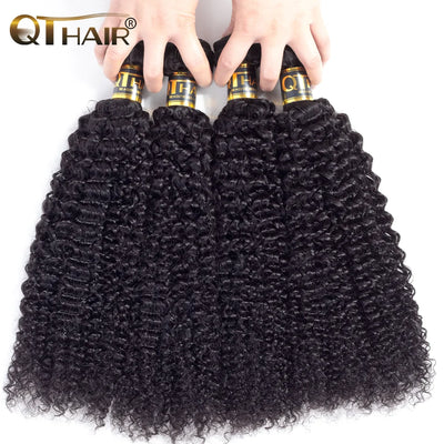Mongolische Kinky Curly Echthaar-Bündel 1/3/4 Stk. Remy Echthaar-Tressen Kinky Curly Bündel Naturfarben Haarverlängerung