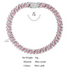 Hip Hop Bling Pink Crystal Cursive Initial Letter Cuban Necklace for Women Iced Out Paved Cuban Chain Necklace Choker Jewelry