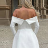 BKQU Elegantes schulterfreies Langarm-Minikleid für Damen, sexy trägerloses, rückenfreies, schmales A-Linien-Kurzleid, elegantes Party-Vestido