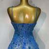 Luxury Rhinestones Sexy Mesh See Through Bodycon Dress Women Birthday Evening Cocktail party Gown Red Carpet Club Stage Outfit
