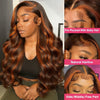 Ginger Brown Highlight Body Wave Lace Frontal Wigs Colored Human Hair Glueless Ombre Ginger Orange HD 13x4 Lace Front Lace Wig