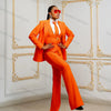 Office Orange Women Suit Set for Wedding 3 Piece Blazer+Pants+Vest Jacket Business Lady Cotton Coat Trousers Custom Made