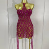 Sexy Sparkly Sequin Diamond Mesh Transparent Two Piece Set Women Celebrate Evening Party Birthday Dress Stage Photo Shoot Wear